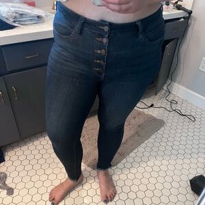 Just USA Dark Blue High-Rise Skinny Jeans with Button Fly